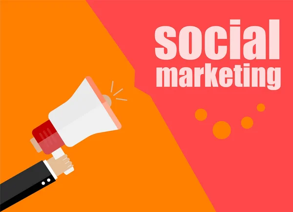Plat ontwerp business concept. sociale marketing. Digitale marketing business man in het bezit van megafoon voor website en promotie banners. — Stockfoto