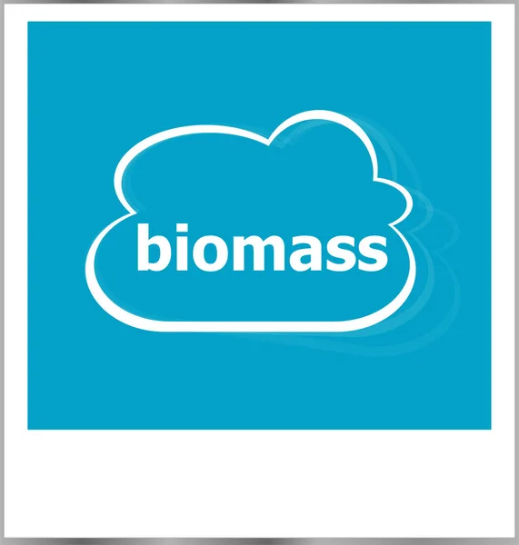 Moldura de foto instantânea com nuvem e palavra de biomassa — Fotografia de Stock