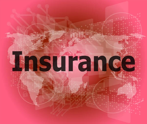 The word insurance on digital screen, business concept — Stock Photo, Image