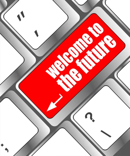Welcome to the future text on laptop keyboard key — Stock Photo, Image