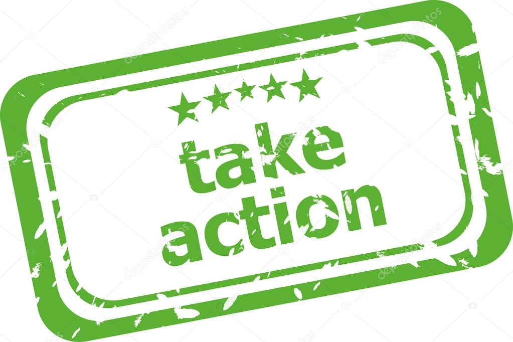 Take action grunge stamp sign text word logo