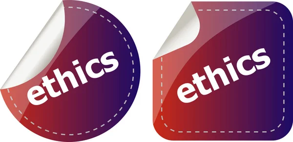 Etiqueta pegatinas etiqueta conjunto etiqueta de negocio con palabra ética —  Fotos de Stock