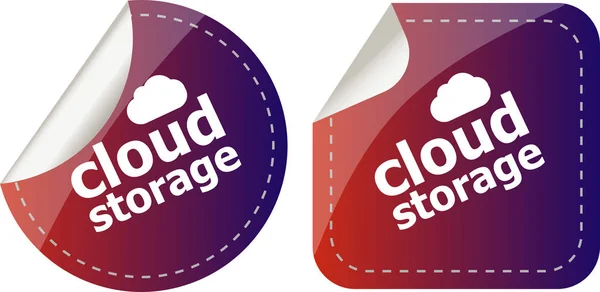 Cloudopslag - cloudcomputing icoon stickers ingesteld — Stockfoto