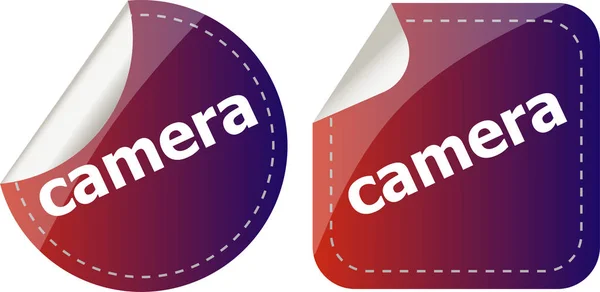 Camera word stickers set, web icon button — Stock Photo, Image