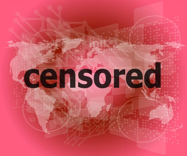 Цензурований текст на цифровому сенсорному екрані - соціальна концепція — стокове фото