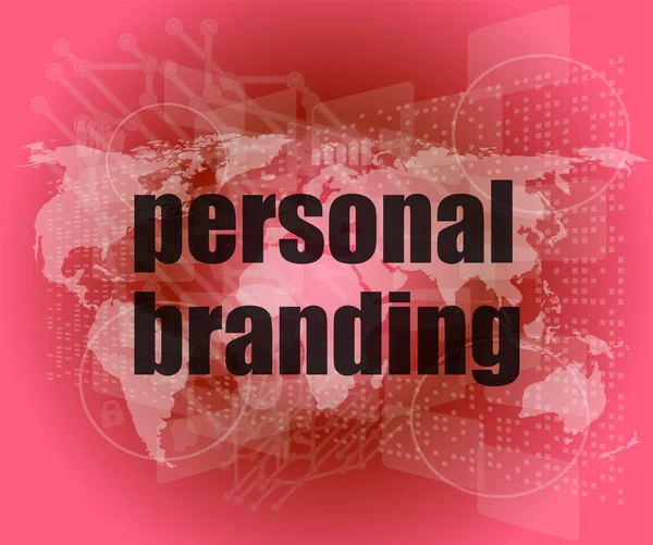 Concepto de marketing: palabras marca personal en la pantalla táctil digital — Foto de Stock