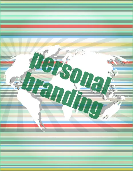 Conceito de marketing: palavras marca pessoal na tela de toque digital — Fotografia de Stock
