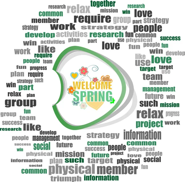 Willkommene Frühlingsworte auf Urlaubskarte — Stockfoto