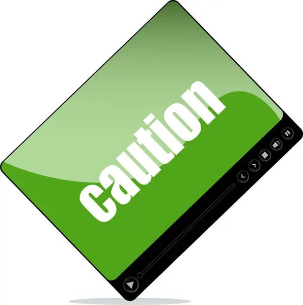 Video player for web with caution word — Stock Photo, Image