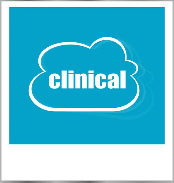 Klinikai szó üzleti koncepció, elszigetelt fehér képkeret — Stock Fotó