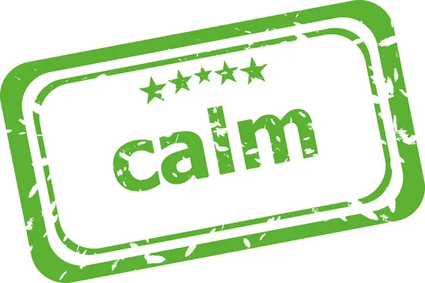 Calm on rubber stamp over a white background — Stock Photo, Image
