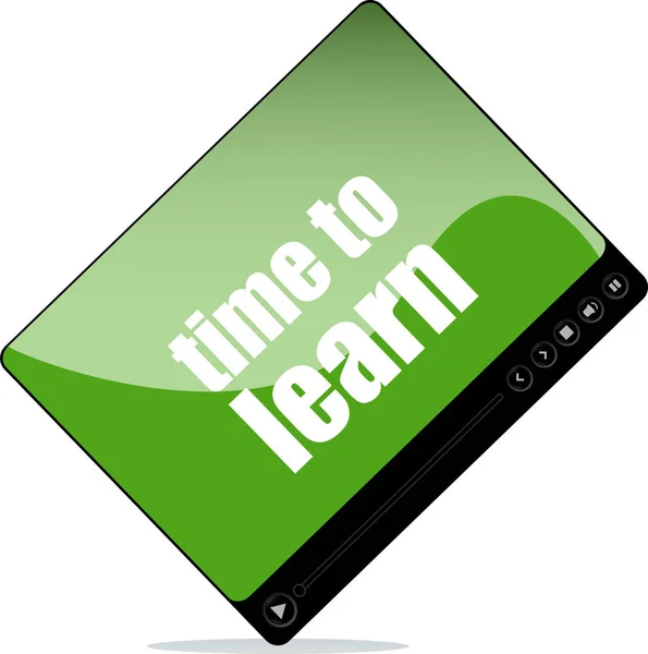 Video player for web with time to learn word — Stock Photo, Image