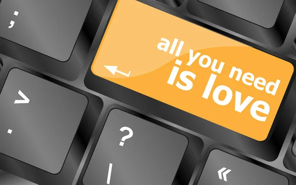 Tecla do teclado do computador - tudo que você precisa é de amor — Fotografia de Stock