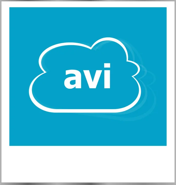 Moldura de foto instantânea com nuvem e palavra avi, conceito de internet — Fotografia de Stock