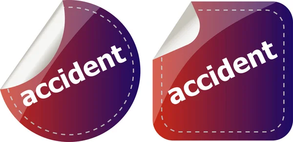 Accident stickers set on white, icon button — Stock Photo, Image