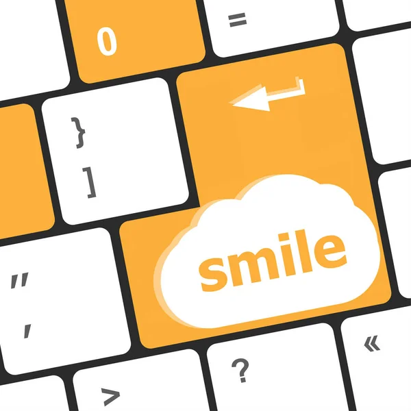 キーに笑顔の単語を持つコンピュータのキーボード – ビジネスコンセプト — ストック写真