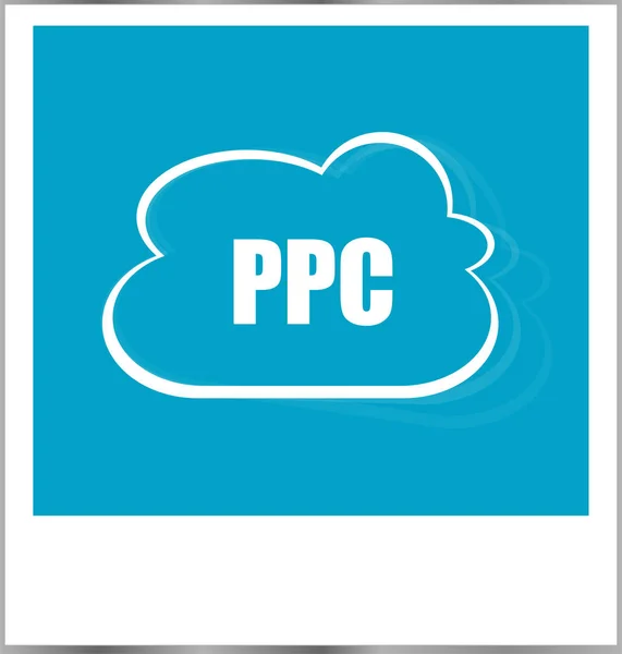 PPC paga por concepto de negocio de la palabra del tecleo, marco de foto aislado en blanco —  Fotos de Stock