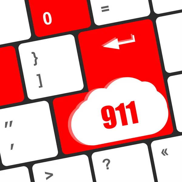 Computer keyboard keys with the 911 sign — Stock Photo, Image
