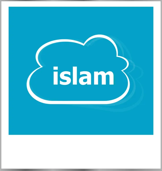 Instant photo frame z słowo cloud i islam — Zdjęcie stockowe