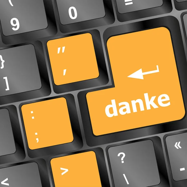 A thank you (danke) message on enter key of keyboard — Stock Photo, Image