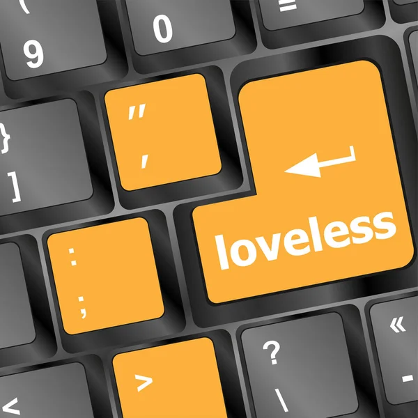 Loveless on key or keyboard showing internet dating concept — Stock Photo, Image