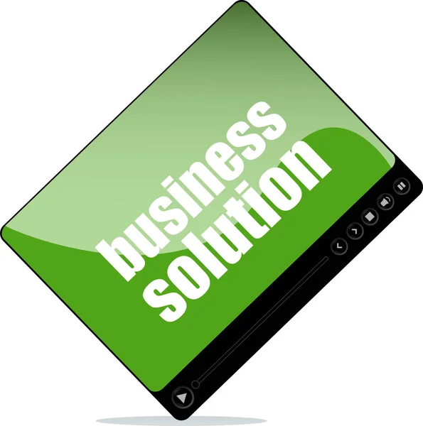 Odtwarzacz wideo dla www słowami rozwiązania biznesowe — Zdjęcie stockowe