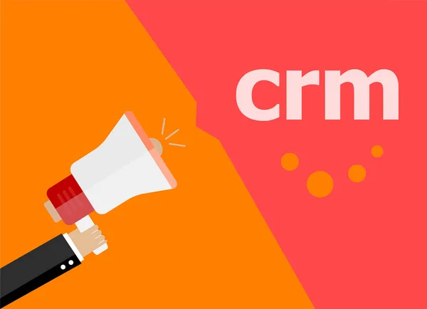 Crm. Mano che tiene un megafono. stile piatto — Foto Stock