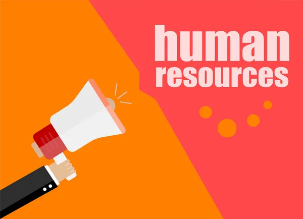 Human resources. Flat design business concept Digital marketing business man holding megaphone for website and promotion banners. — Stock Photo, Image