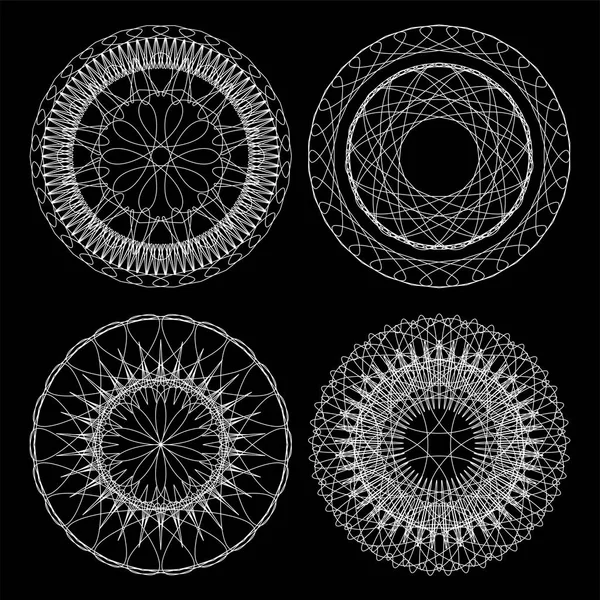 Adorno de encaje circular, patrón geométrico ornamental redondo, colección en blanco y negro —  Fotos de Stock