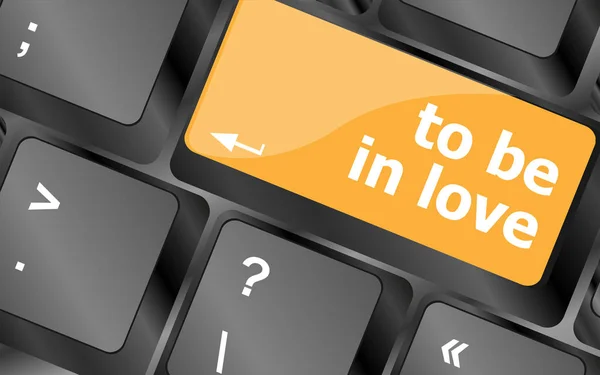 Moderne toetsenbordtoets met woorden te zijn in de liefde — Stockfoto