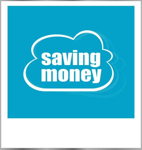 Ahorro de dinero palabras concepto de negocio, marco de fotos aislado en blanco — Foto de Stock