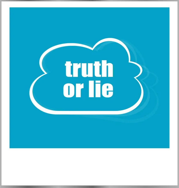 Prawda czy kłamstwo słowa koncepcja biznesowa, ramka na zdjęcia na białym tle — Zdjęcie stockowe