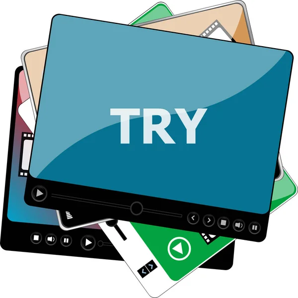 Video media player for web with text Try — Stock Photo, Image