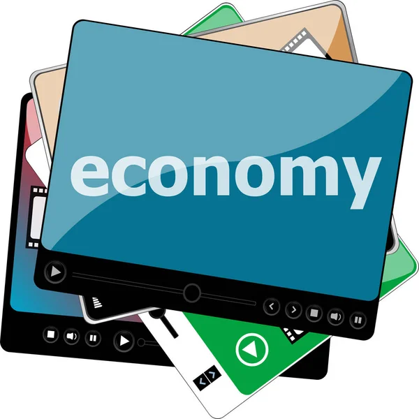 Lettore multimediale video per web con testo Economia — Foto Stock
