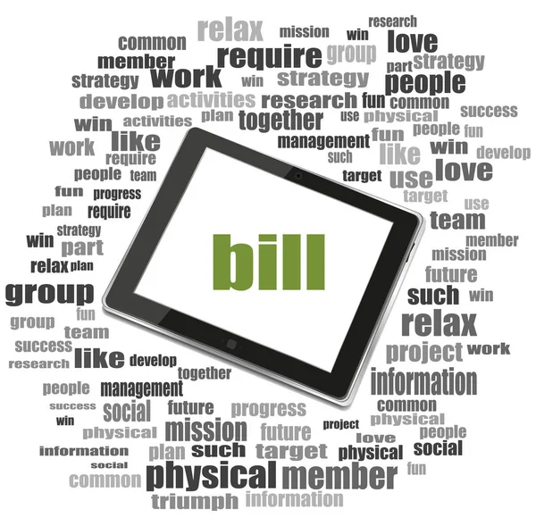 Text bill. Affärsidé. Tablet Pc. Word cloud collage — Stockfoto