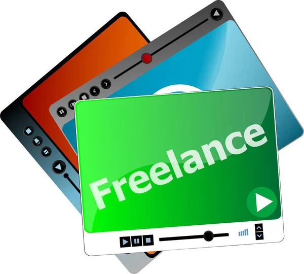 Freelance. Reprodutor de mídia de vídeo definido para web, design minimalista — Fotografia de Stock