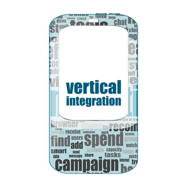 Affärsidé. ord vertikal Integration. Detaljerade moderna smartphone isolerad på vit — Stockfoto