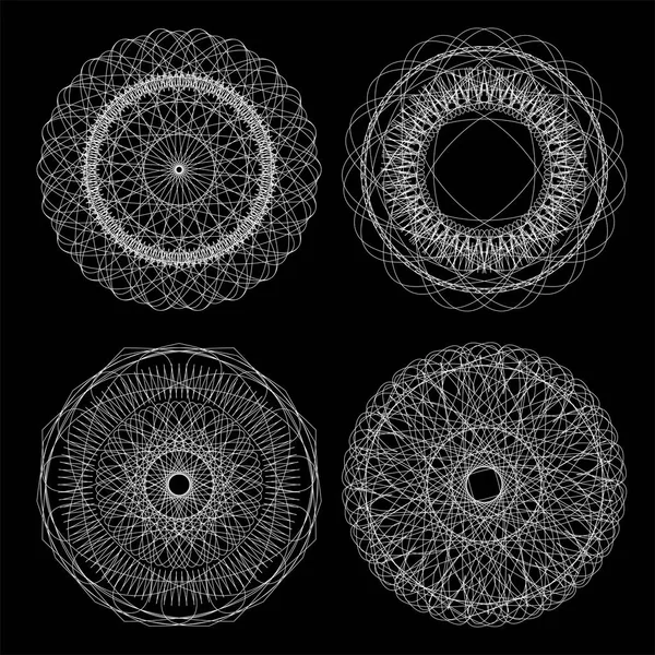 Коло мереживний орнамент, круглий орнаментальний геометричний візерунок, чорно-біла колекція — стокове фото