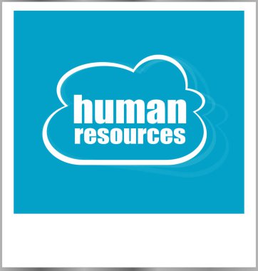 insan kaynakları word iş kavramı, üzerinde beyaz izole fotoğraf çerçevesi