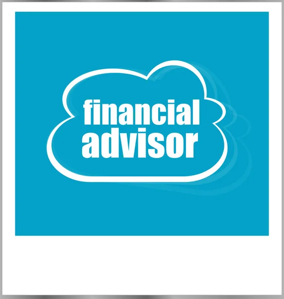 Financial advisor word business concept, photo frame isolated on white — Stock Photo, Image