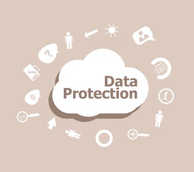 Metin veri koruma. Güvenlik kavramı. Web ve app için bulut için Icons set