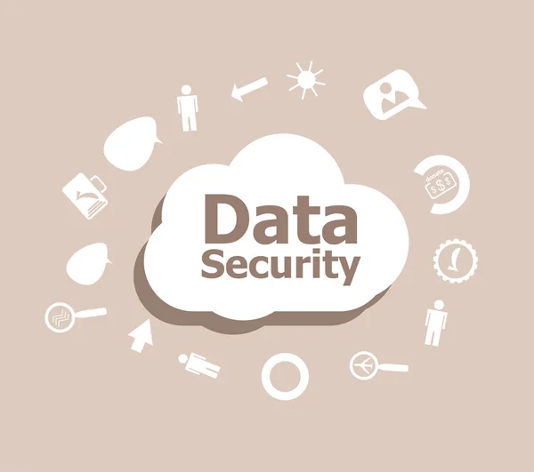 Sicurezza dei dati di testo. Concetto di protezione. Icone impostate per il cloud computing per web e app — Foto Stock