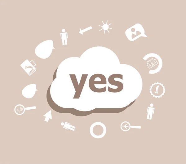 Tekst Ja. Onderwijs concept. Pictogrammen instellen voor cloud computing voor web- en app — Stockfoto