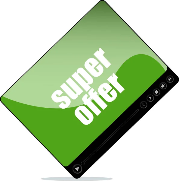 Video player for web with super offer words — Stock Photo, Image