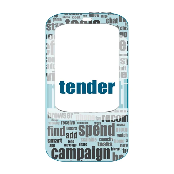 Text tender. Business concept. Detailed modern smartphone isolated on white — Stock Photo, Image