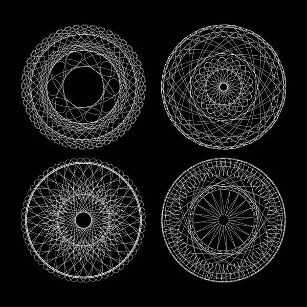 Cirkel spets prydnad, runda dekorativa geometriska mönster, svart och vit samling — Stockfoto
