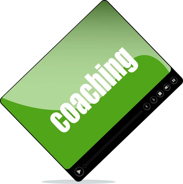 Videoplayer für das Web mit Coaching-Wort — Stockfoto