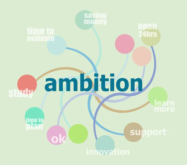 Texte Ambitions. Concept d'entreprise. Modèle d'infographie, cercles intégrés — Photo
