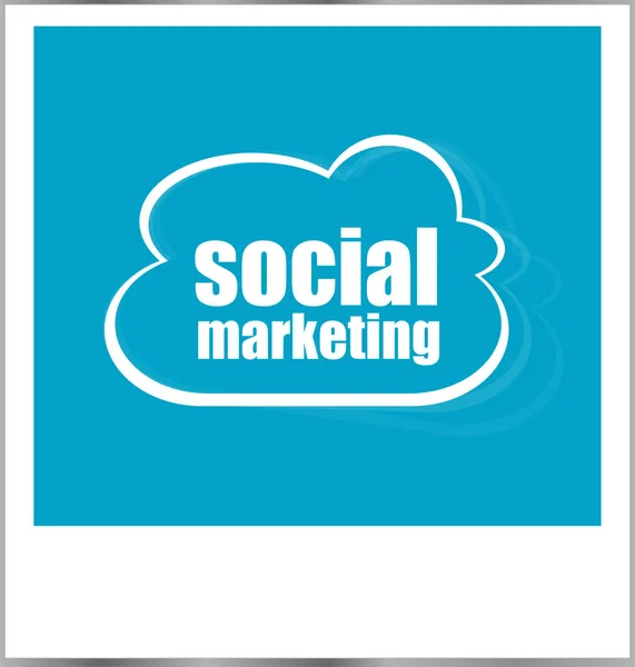 Mots de marketing social concept d'entreprise, cadre photo isolé sur blanc — Photo