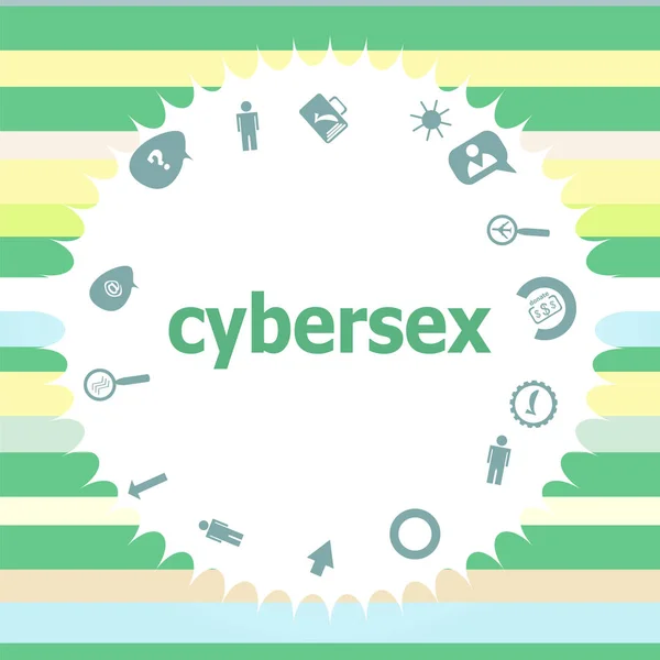 Text cybersex. Social concept . Infographics icon set. Icons of maths, graphs, mail and so on. — Stock Photo, Image